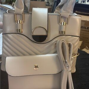 Chic Cream Satchel and Wallet Set